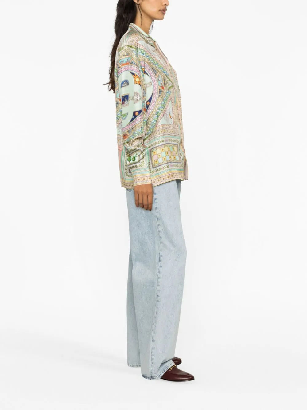 Le Labyrinthe-print silk shirt